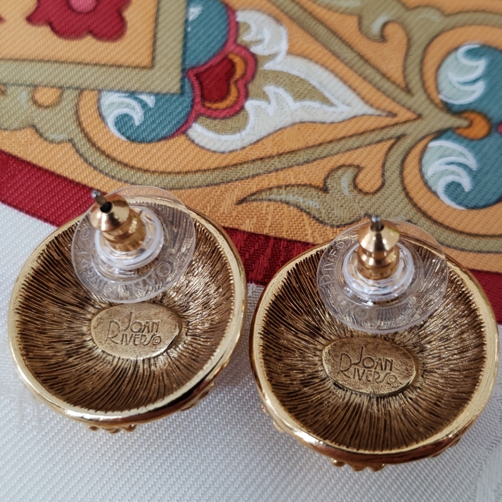 Vtg Joan Rivers Gold Dipped Earrings - image 2